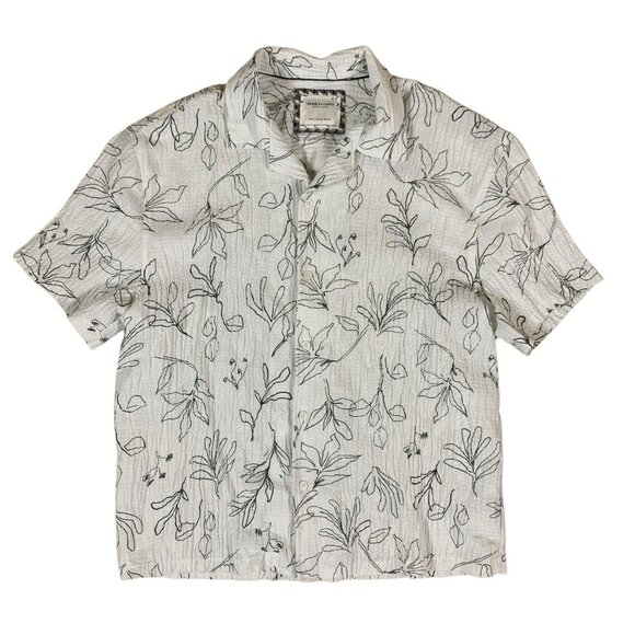 Denim And Flower Ricky Singh White Floral Print Short Sleeve Button Shirt XL Men - Picture 1 of 4